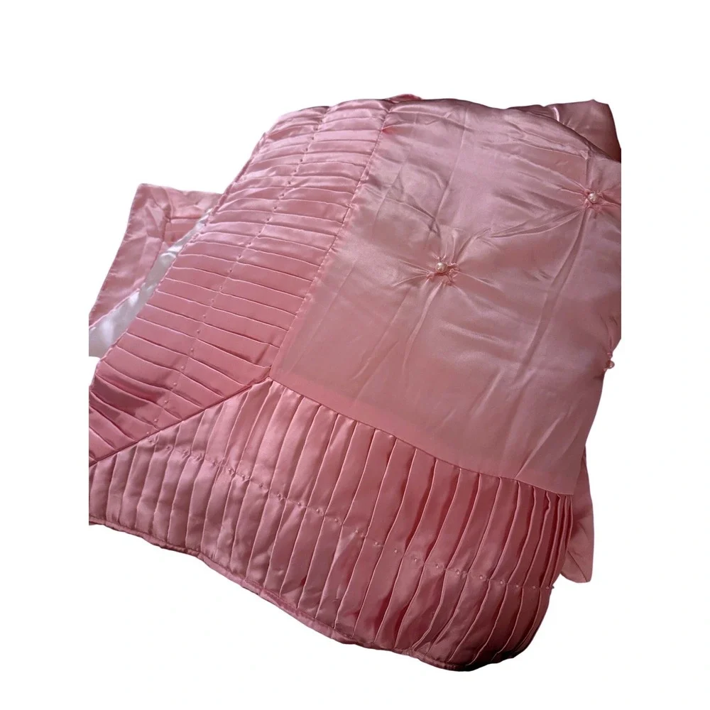 Vtg 80's‎ Seventeen Pink Satin Pearl Twin Comforter Set Balletcore Princess Y2K